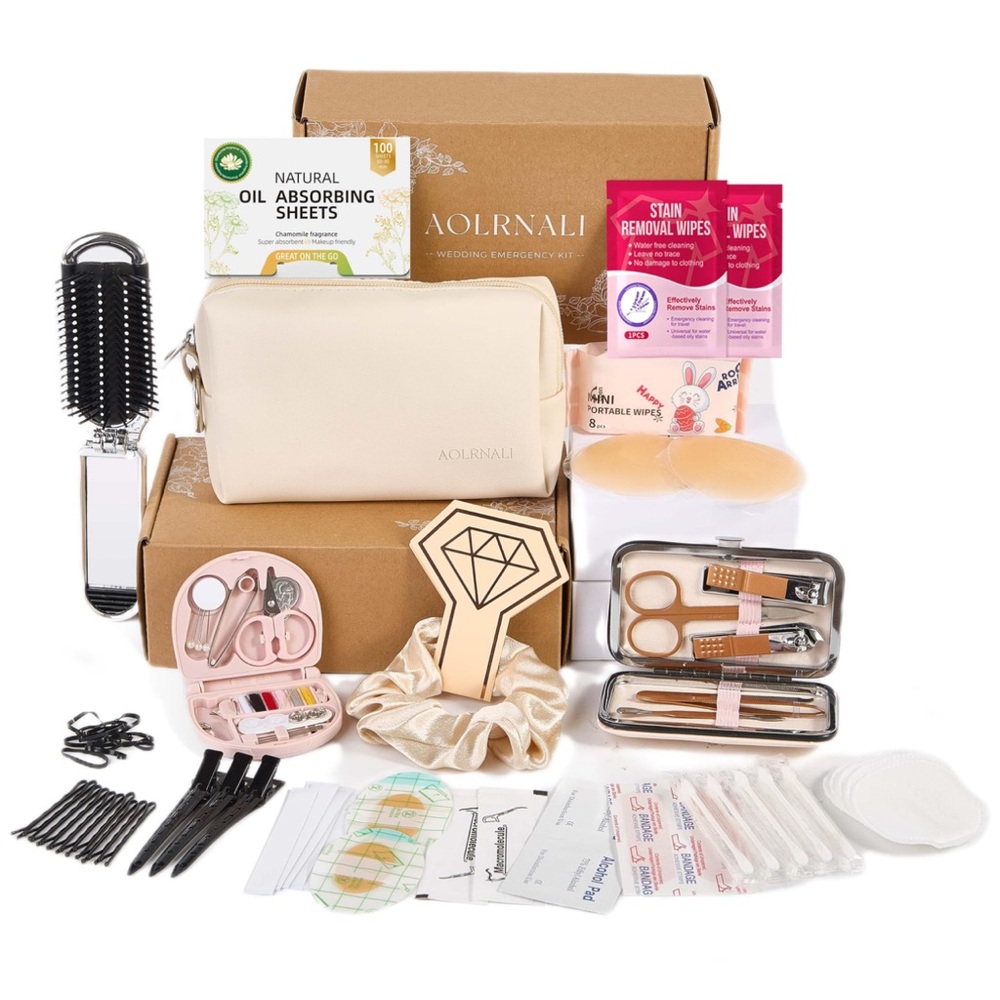 Bride Emergency Kit White Faux Leather Bag Wedding Essentials Kit
